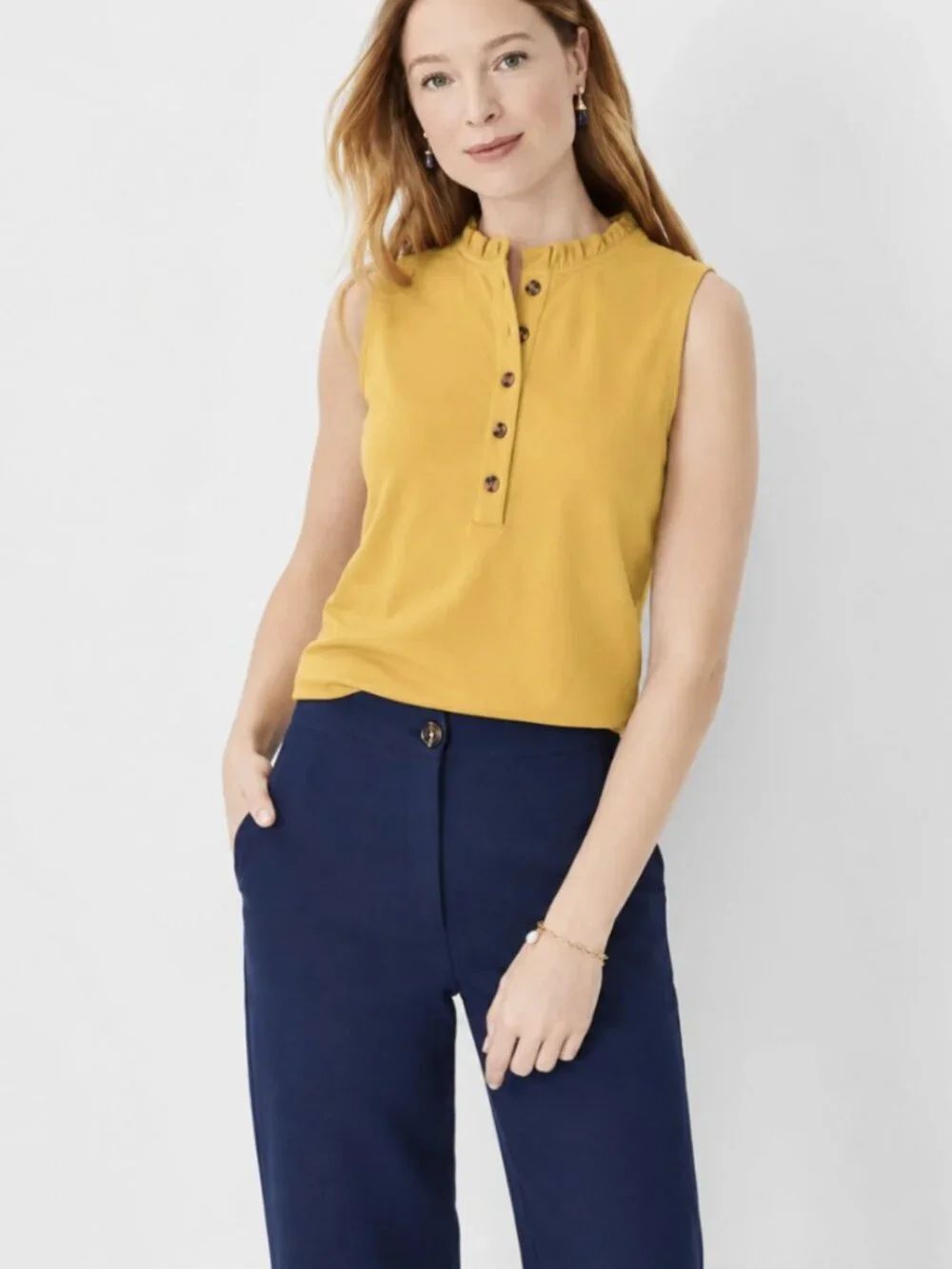 Ann Taylor Ruffle Neck Sleeveless Top – Size M – NWT